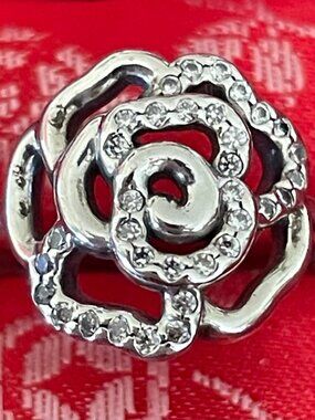 Pandora rose diamond 925 sterling silver ring, size 4.5 US/48 mm EU